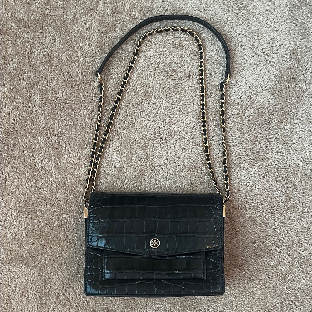 Tory Burch Croc Embossed Shoulder/Crossbody Purse - Picture 2 of 15